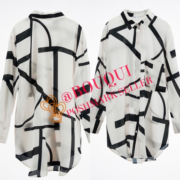 BLOGGERS FAV ZARA GEOMETRIC PRINTED LONG SLEEVES SHIRT - Picture 14 of 14